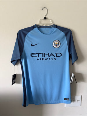 MEN’S NIKE MANCHESTER CITY 2015/16 HOME FOOTBALL JERSEY SZ M - BLUE NWT RARE