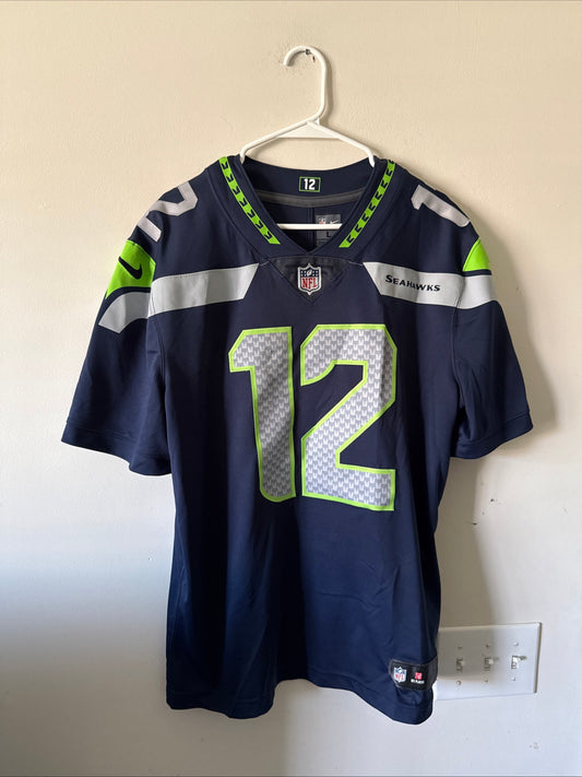 Men’s Nike 12th Fan #12 Seattle Seahawks Vapor Lmtd NFL Jersey Sz L - Navy RARE