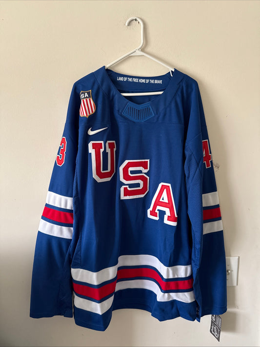 Men’s Nike Quinn Hughes #43 Team USA Hockey 2026 Olmypics Jersey Sz 2XL NWT RARE