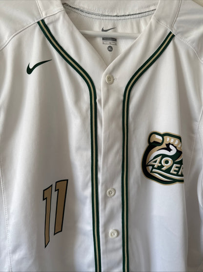 Men’s Nike UNC Charlotte 49ers #11 C-USA Home Baseball Jersey Sz XL - White RARE