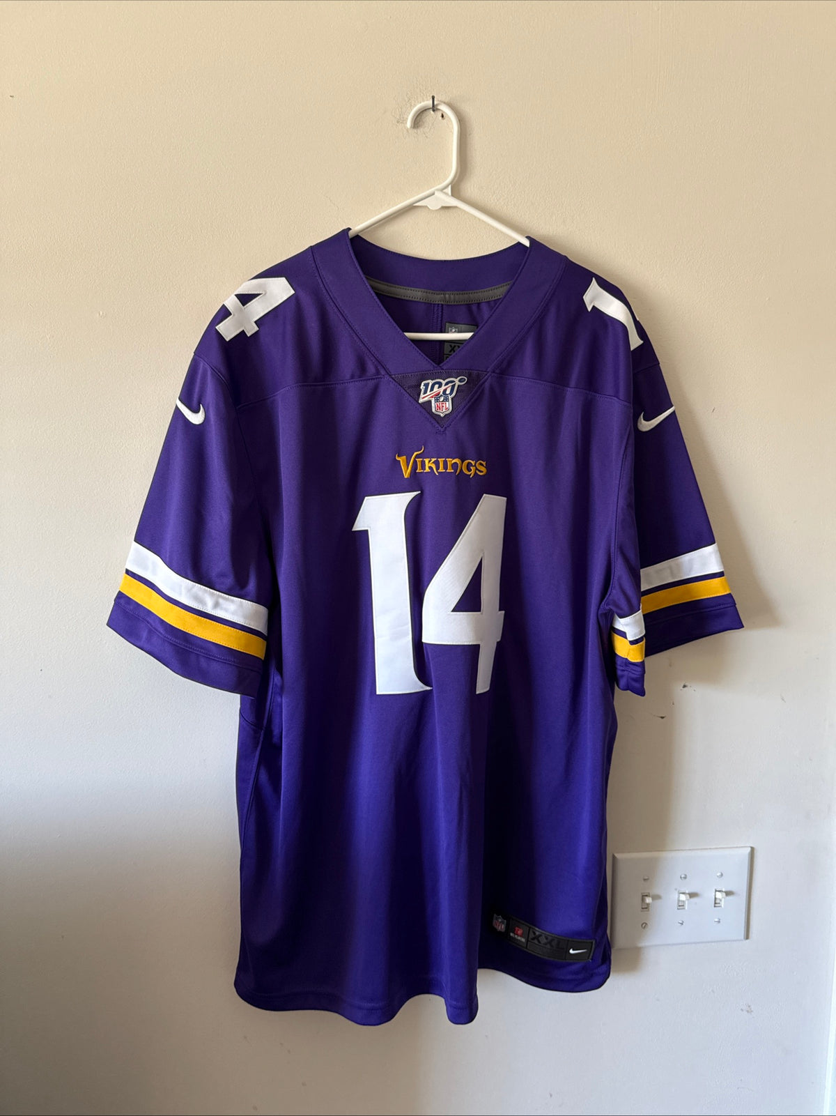 Men's Nike Stefon Diggs #14 Minnesota Vikings NFL 100 Vapor Lmtd Jersey Sz 2XL