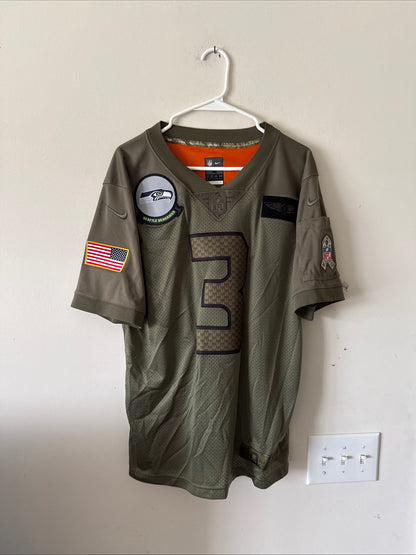 Men's Nike Russell Wilson #3 Seattle Seahawks Salute To Service Jersey Sz M RARE