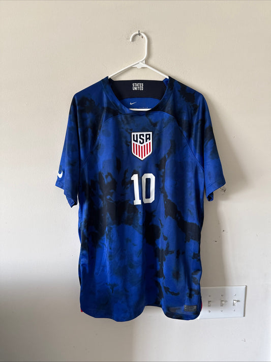 Men’s Nike Christian Pulisic #10 USMNT Soccer 2022 World Cup Jersey Sz L - RARE