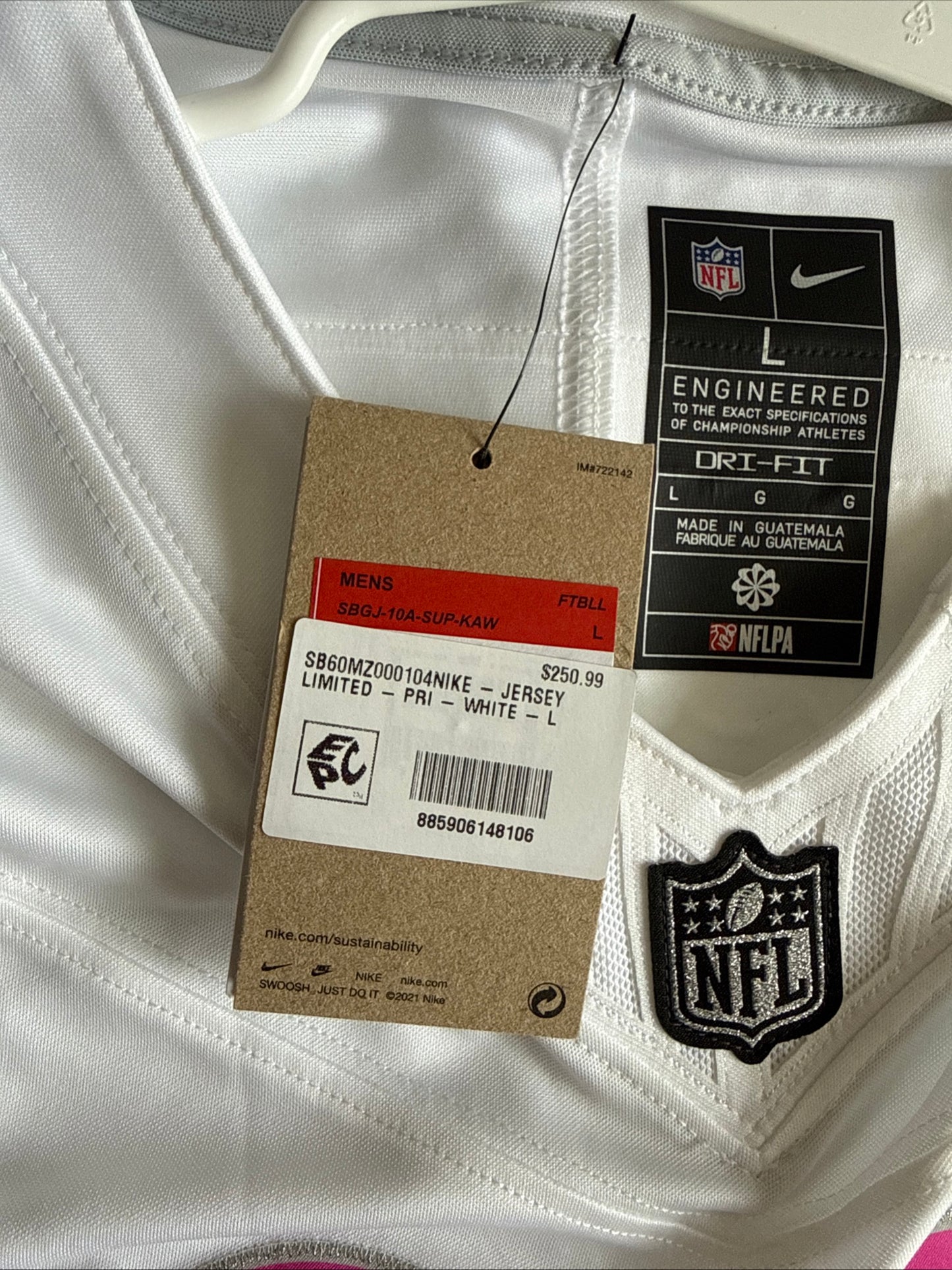 Men’s Nike NFL 2026 Super Bowl LX #60 Vapor Lmtd White Jersey Sz L - NWT RARE