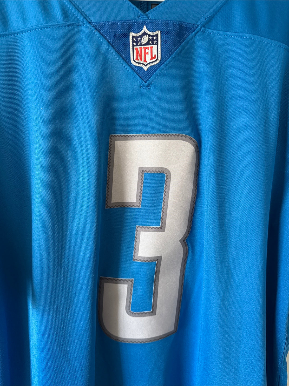 Men’s Nike Custom Brown #3 Detroit Lions Vapor Lmtd NFL Jersey Sz L - Blue RARE