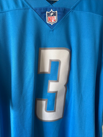 Men’s Nike Custom Brown #3 Detroit Lions Vapor Lmtd NFL Jersey Sz L - Blue RARE