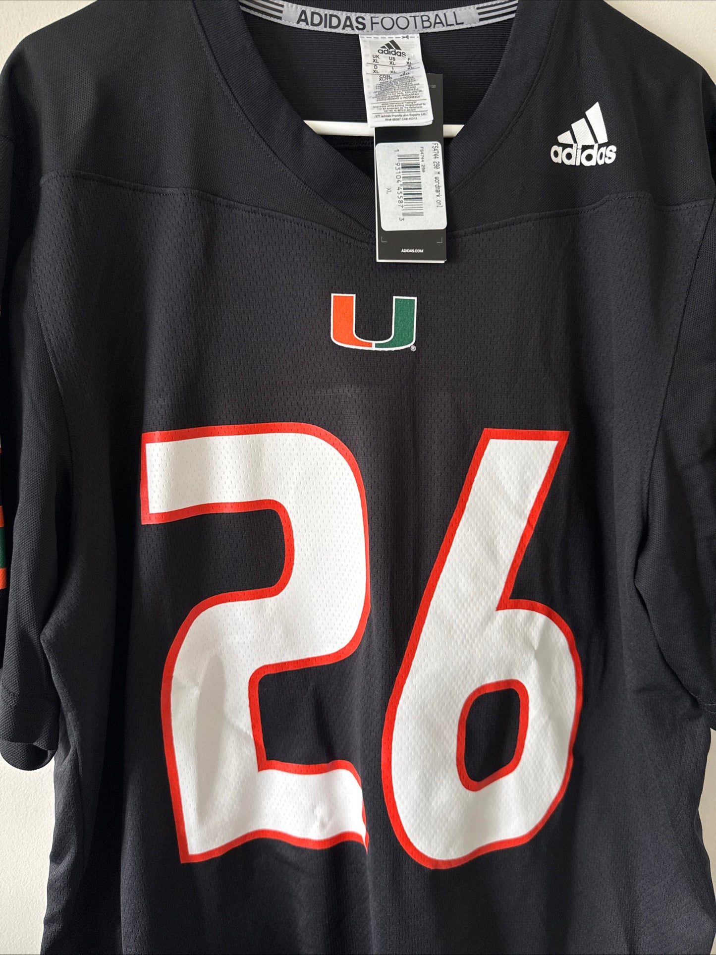 Men's adidas Sean Taylor #26 Miami Hurricanes NCAA Jersey Sz XL - NWT RARE