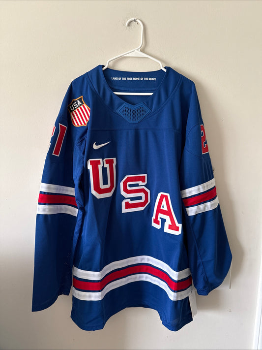 Men’s Nike Dylan Larkin #21 Team USA Hockey 2026 Olympics Jersey Sz XL NWT RARE