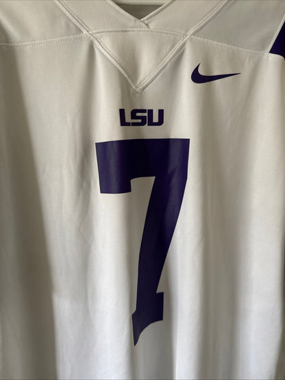 Men’s Nike Patrick Peterson #7 LSU Tigers NCAA Football Jersey Sz L - White RARE