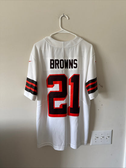 Men’s Nike Cleveland Browns #21 Vapor Limited NFL Jersey Sz L - White RARE
