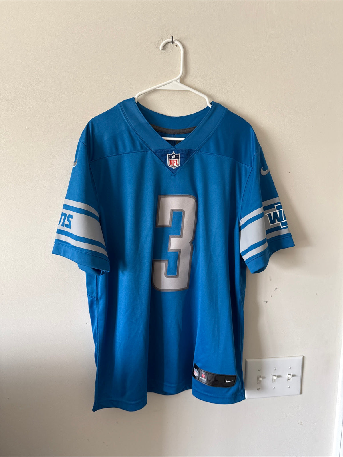 Men’s Nike Custom Brown #3 Detroit Lions Vapor Lmtd NFL Jersey Sz L - Blue RARE