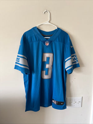 Men’s Nike Custom Brown #3 Detroit Lions Vapor Lmtd NFL Jersey Sz L - Blue RARE