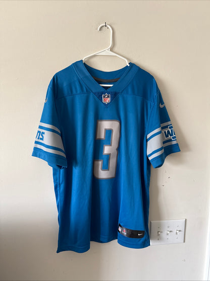 Men’s Nike Custom Brown #3 Detroit Lions Vapor Lmtd NFL Jersey Sz L - Blue RARE