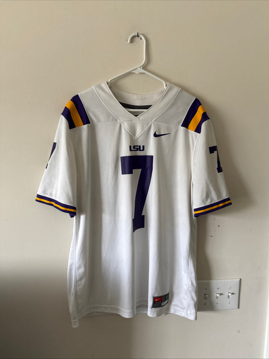 Men’s Nike Patrick Peterson #7 LSU Tigers NCAA Football Jersey Sz L - White RARE