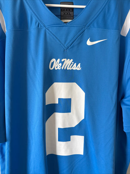 Men's Nike Matt Corral #2 Ole Miss Rebels Alt NCAA Jersey Sz 2XL - Blue RARE