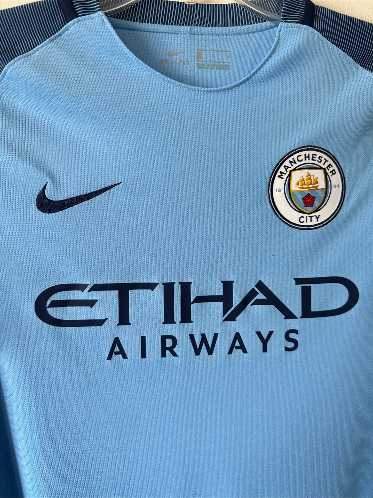 MEN’S NIKE MANCHESTER CITY 2015/16 HOME FOOTBALL JERSEY SZ M - BLUE NWT RARE