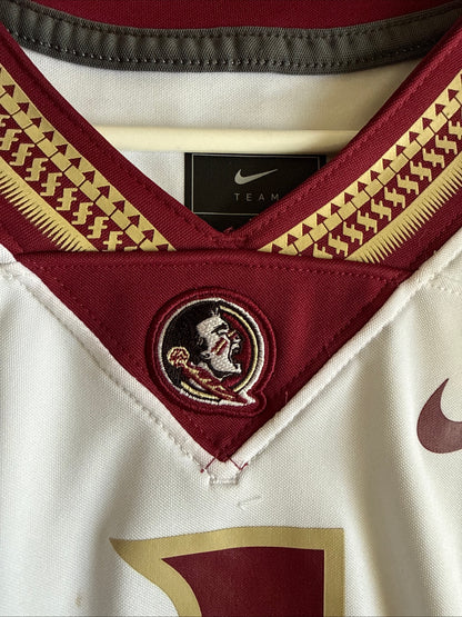 Men's Nike Florida State Seminoles #1 NCAA Football Game Jersey Sz L - White
