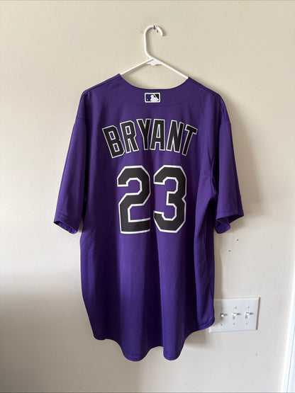Men's Nike Kris Bryant #23 Colorado Rockies Alt MLB Jersey Sz XL - Purple RARE