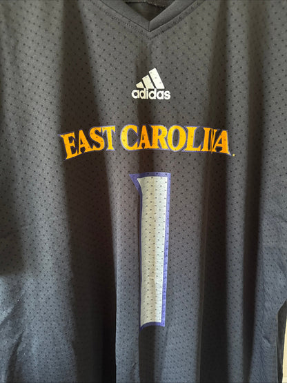 Men’s adidas East Carolina Pirates #1 NCAA Football Jersey Sz 2XL - Black RARE - Kyle’s Football Cards