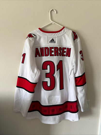 Men's adidas Frederik Andersen 31 Carolina Hurricanes Away Jersey Sz 52 - RARE - Kyle’s Football Cards