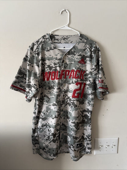 Men's adidas NC State Wolfpack 21 Replica Baseball NCAA Jersey Sz M - Camo RARE - Kyle’s Football Cards
