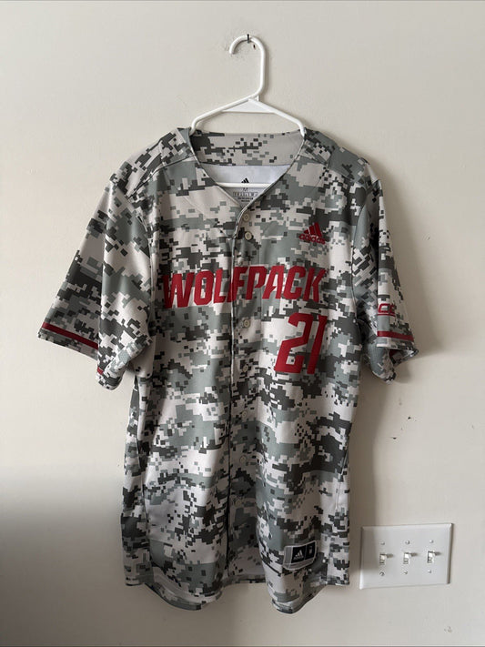 Men's adidas NC State Wolfpack 21 Replica Baseball NCAA Jersey Sz M - Camo RARE - Kyle’s Football Cards