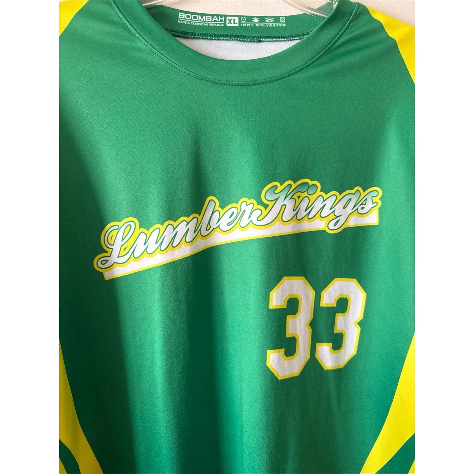 Men’s Boombah Clinton LumberKings 33 Baseball Jersey Sz XL - Green RARE - Kyle’s Football Cards