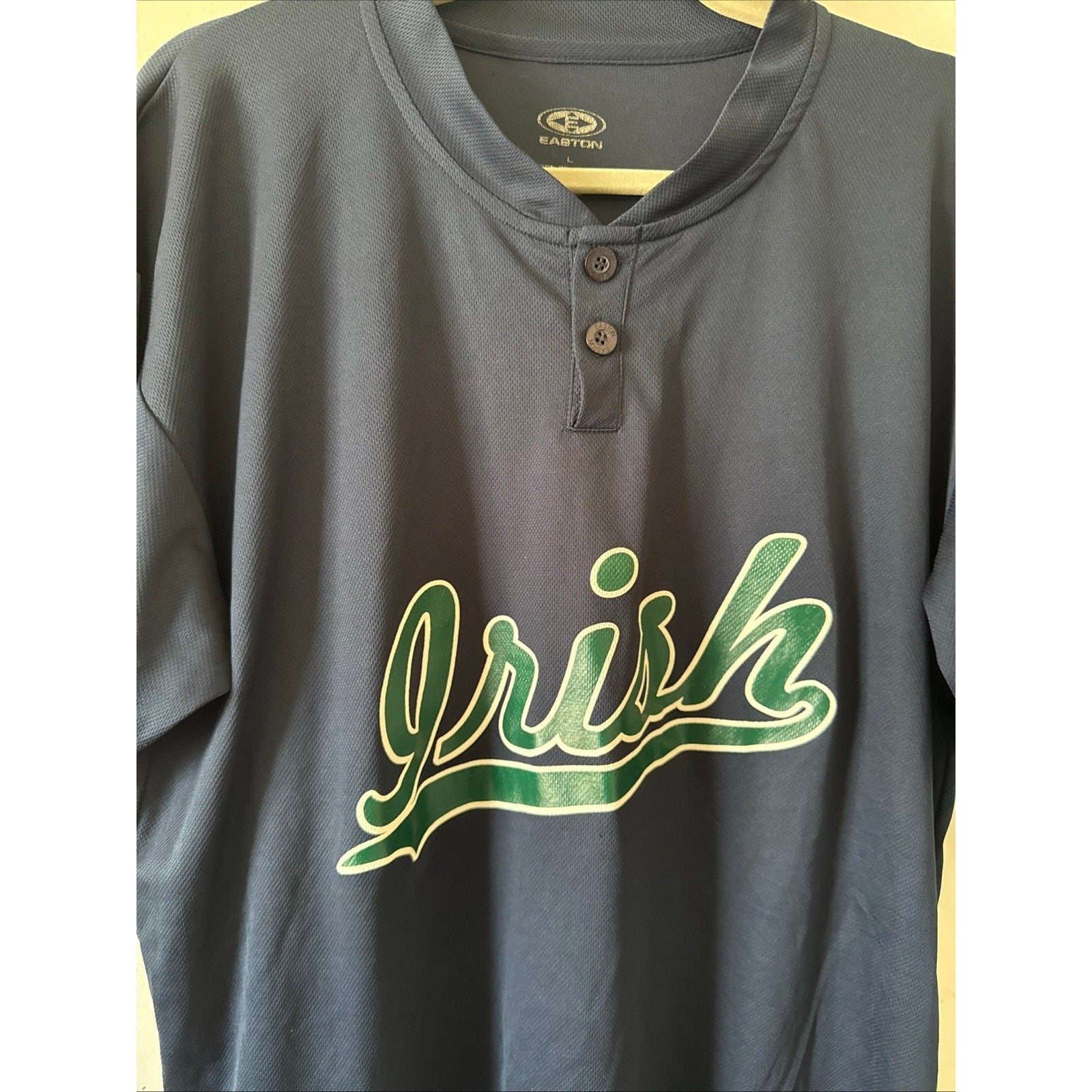 Men’s Easton Vintage Notre Dame Fighting Irish 37 Blue Baseball Jersey Sz L - Kyle’s Football Cards