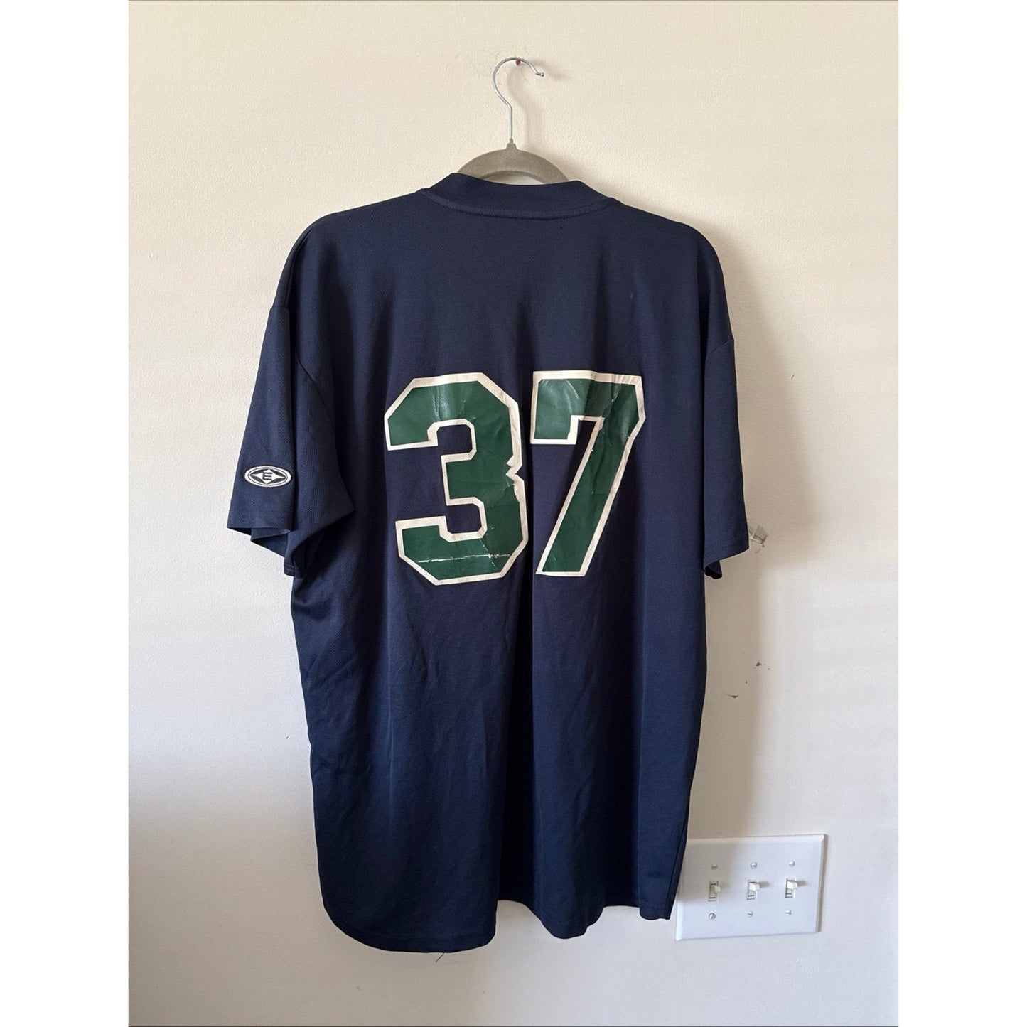 Men’s Easton Vintage Notre Dame Fighting Irish 37 Blue Baseball Jersey Sz L - Kyle’s Football Cards
