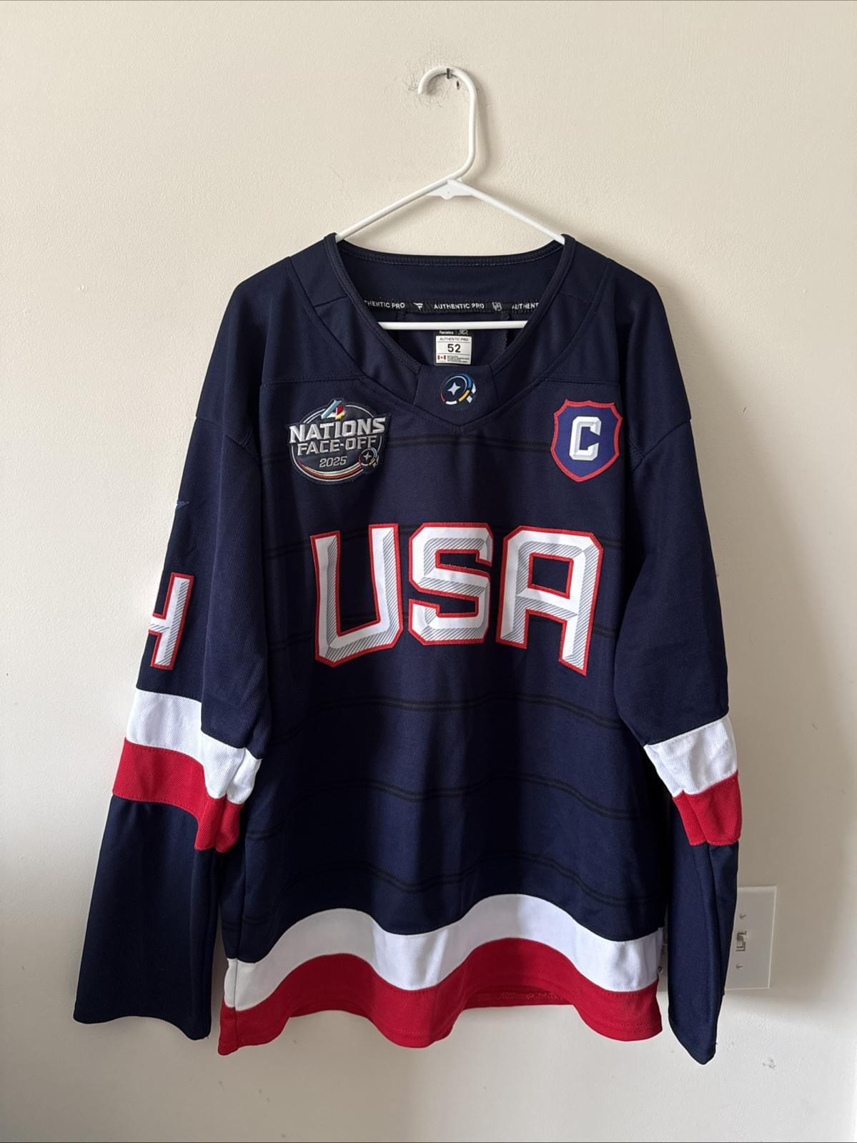 Men’s Fanatics Auston Matthews #34 Team USA 4 Nations Faceoff Jersey Sz 52 RARE - Kyle’s Football Cards