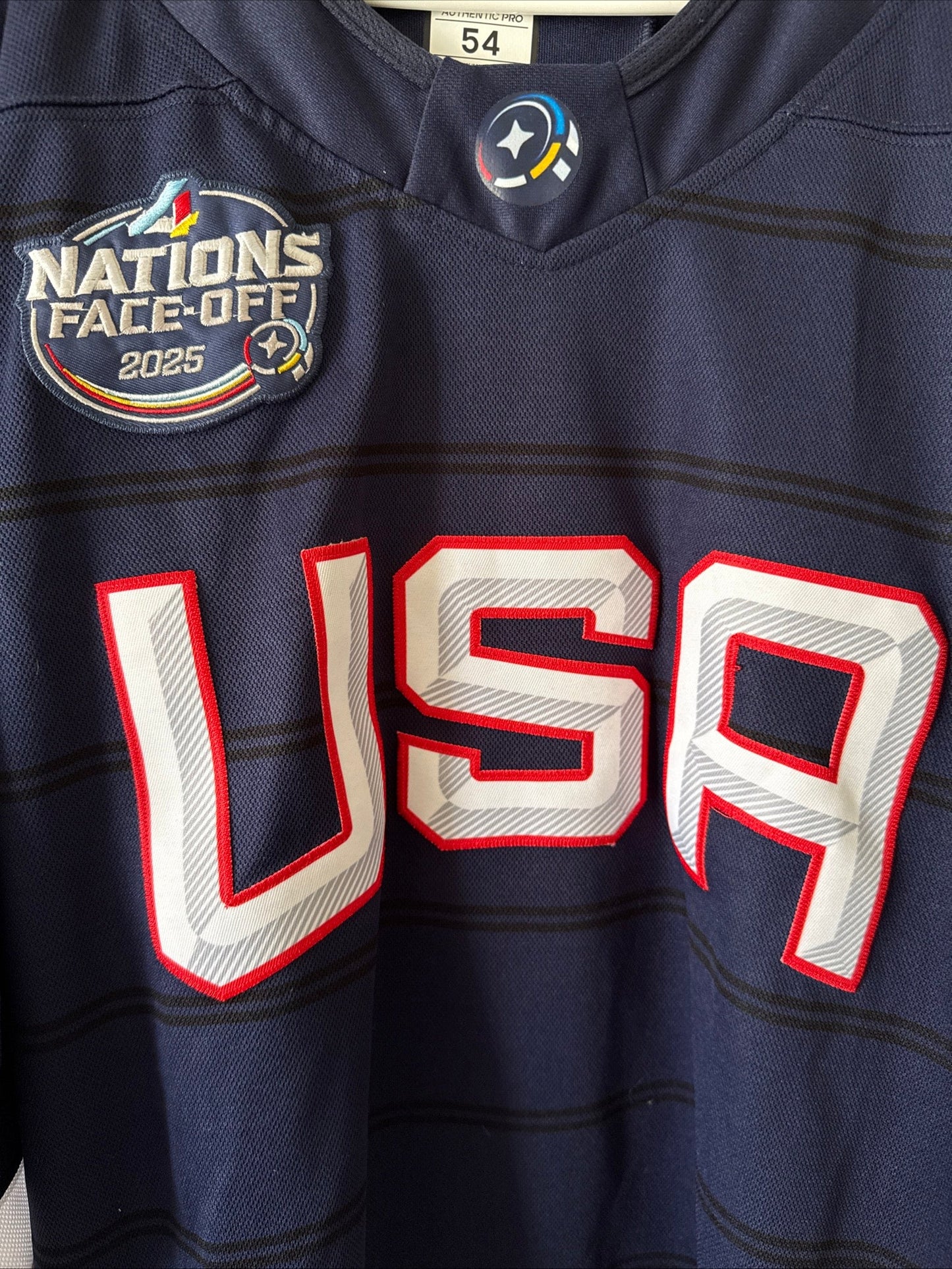 Men’s Fanatics Brady Tkachuk 7 Team USA 4 Nations Face-Off Jersey Sz 54 RARE - Kyle’s Football Cards