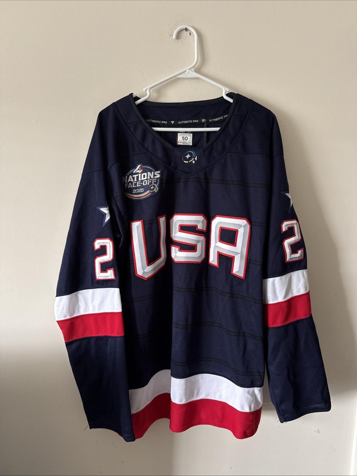 Men’s Fanatics Brock Nelson #29 Team USA 4 Nations Faceoff Jersey Sz 50 RARE - Kyle’s Football Cards