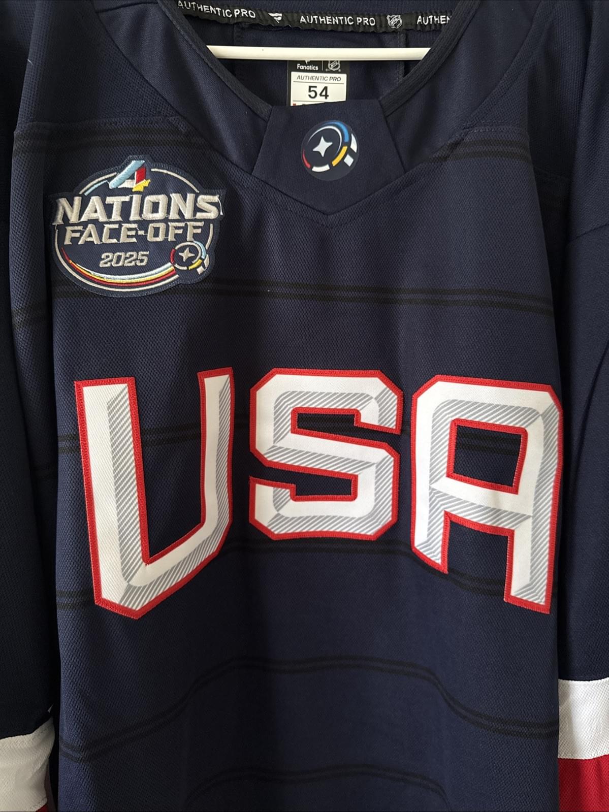 Men’s Fanatics Dylan Larkin #21 Team USA 4 Nations Faceoff Jersey Sz 54 RARE - Kyle’s Football Cards