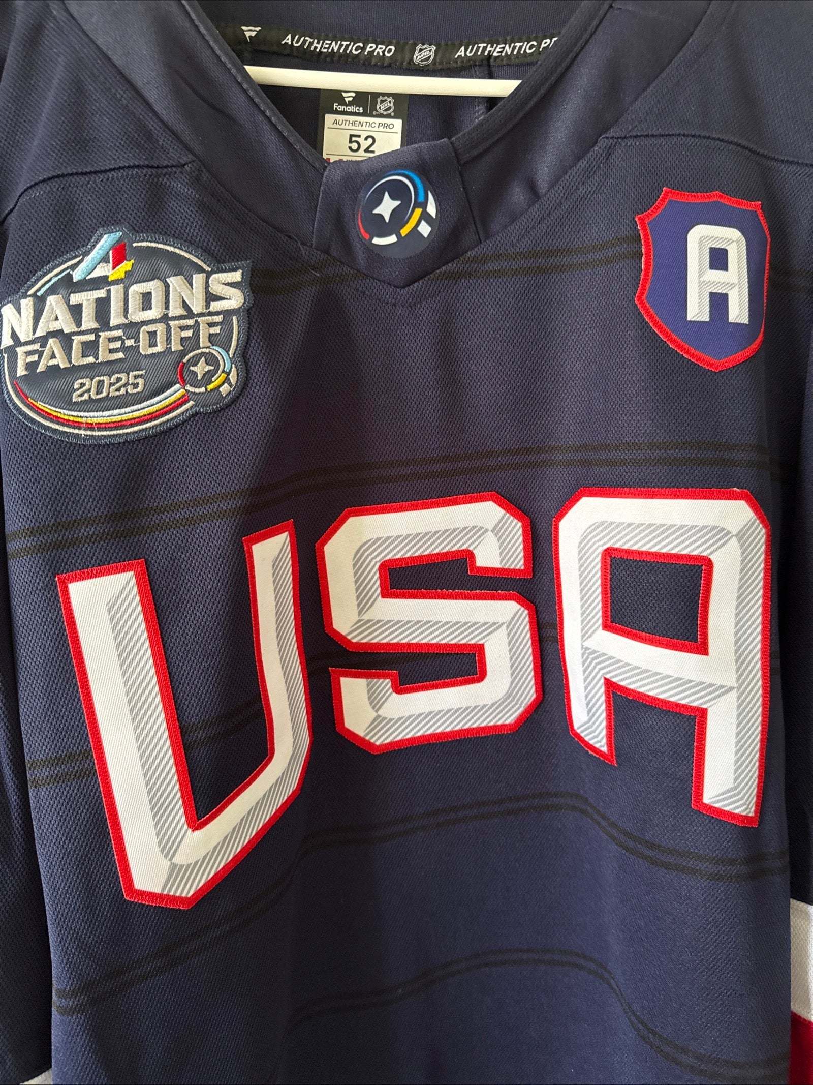 Men’s Fanatics Matthew Tkachuk 19 Team USA 4 Nations Face-Off Jersey Sz 52 RARE - Kyle’s Football Cards