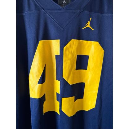 Men’s Jordan Adam Bazzi 49 Michigan Wolverines Football Jersey Sz L - Blue RARE - Kyle’s Football Cards