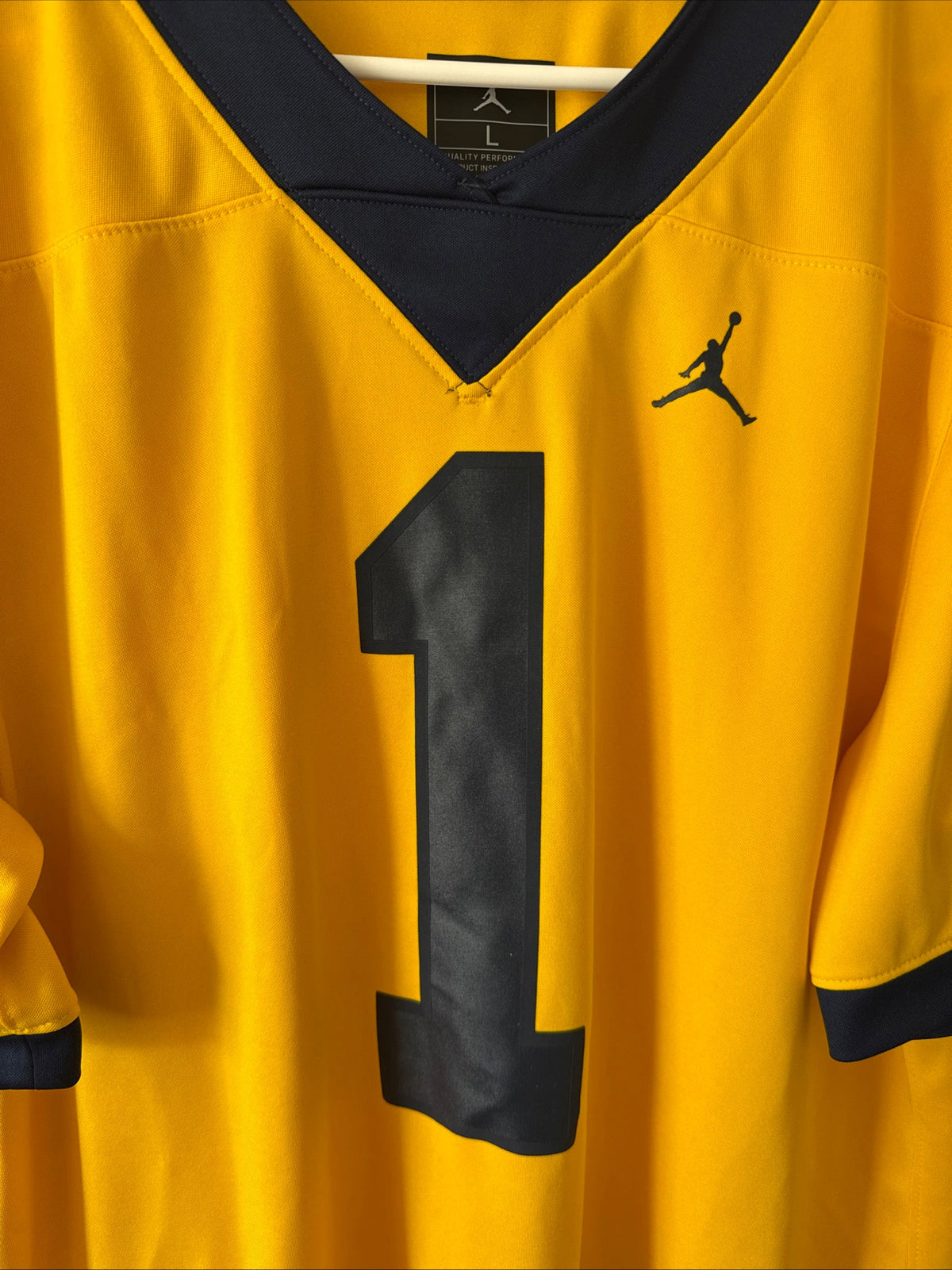 Men's Jordan Brand Michigan Wolverines #1 Alternate Jersey Sz L - Maize RARE - Kyle’s Football Cards