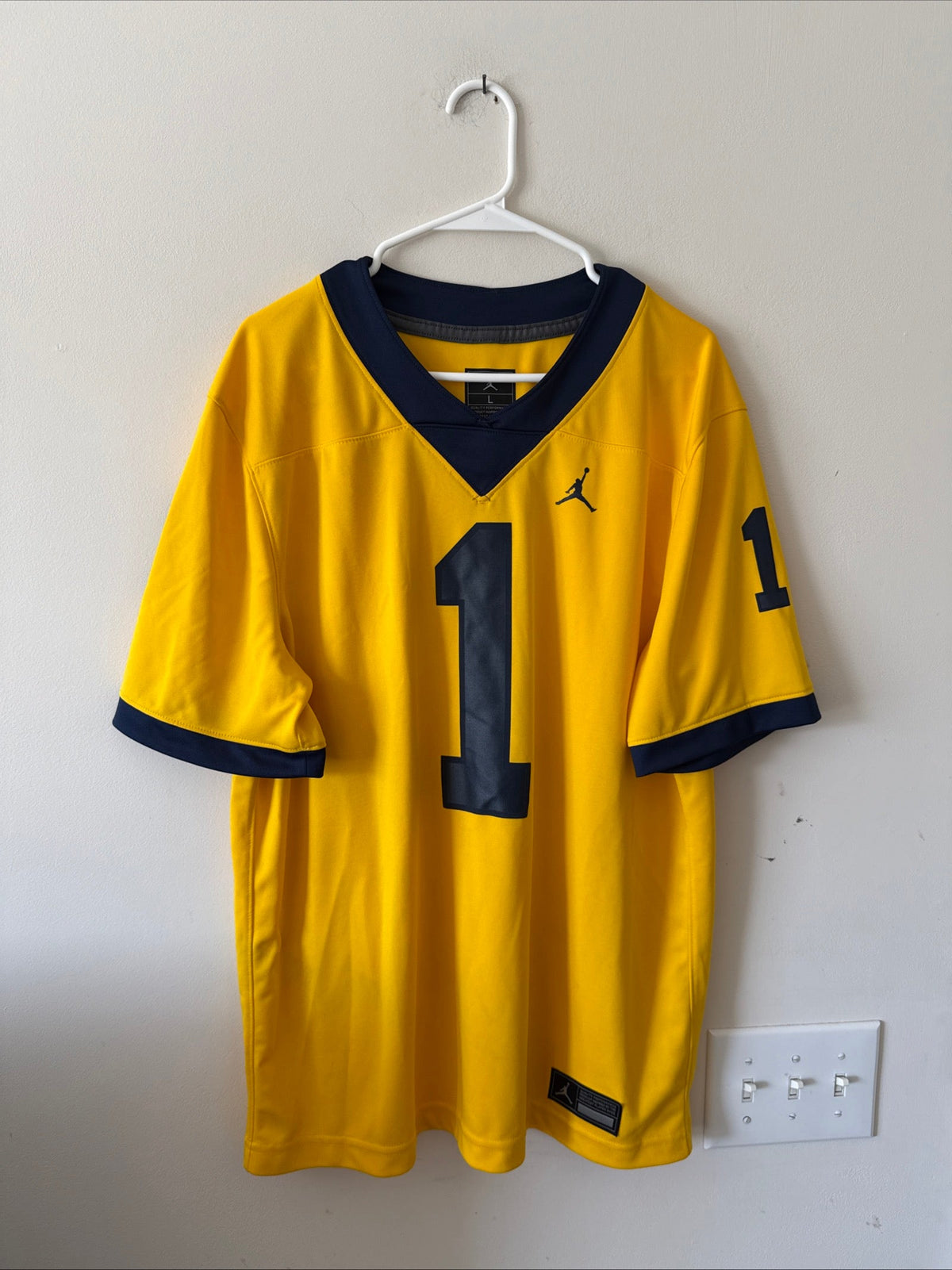 Men's Jordan Brand Michigan Wolverines #1 Alternate Jersey Sz L - Maize RARE - Kyle’s Football Cards