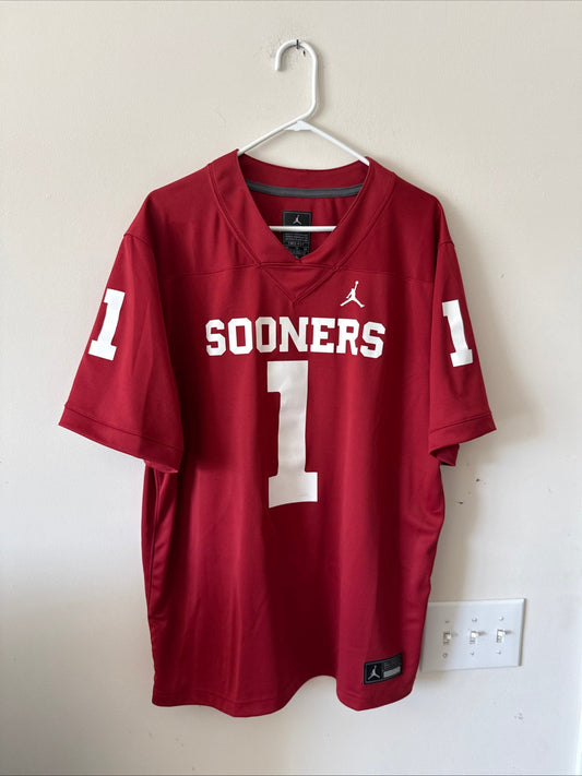 Men’s Jordan Kyler Murray 1 Oklahoma Sooners NCAA Football Jersey Sz XL - RARE - Kyle’s Football Cards