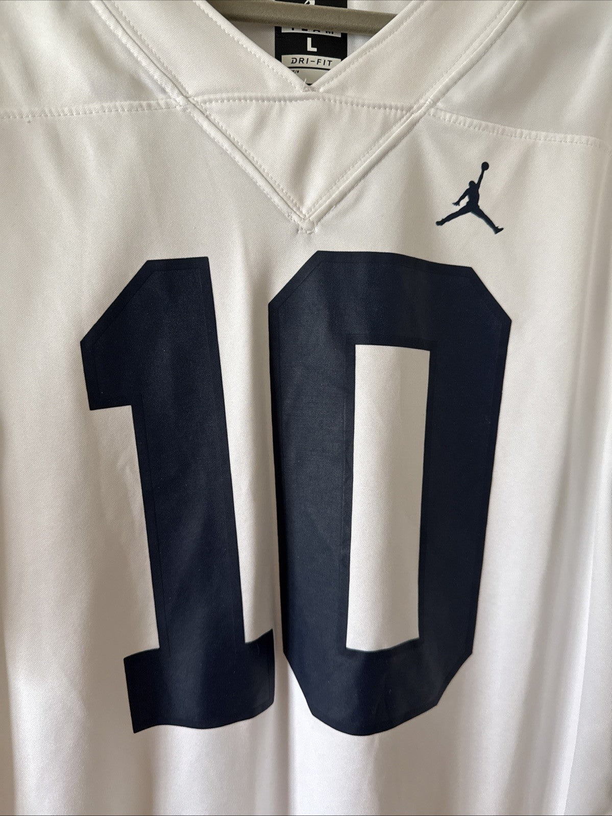 Men’s Jordan Tom Brady 10 Michigan Wolverines NCAA Game Jersey Sz L White RARE - Kyle’s Football Cards