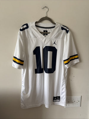 Men’s Jordan Tom Brady #10 Michigan Wolverines NCAA Game Jersey Sz L White RARE