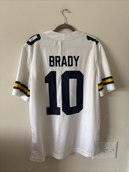 Men’s Jordan Tom Brady 10 Michigan Wolverines NCAA Game Jersey Sz L White RARE - Kyle’s Football Cards