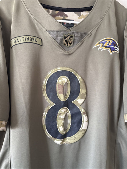 Men’s Lamar Jackson #8 Baltimore Ravens 2022 Salute To Service Jersey Sz L RARE - Kyle’s Football Cards