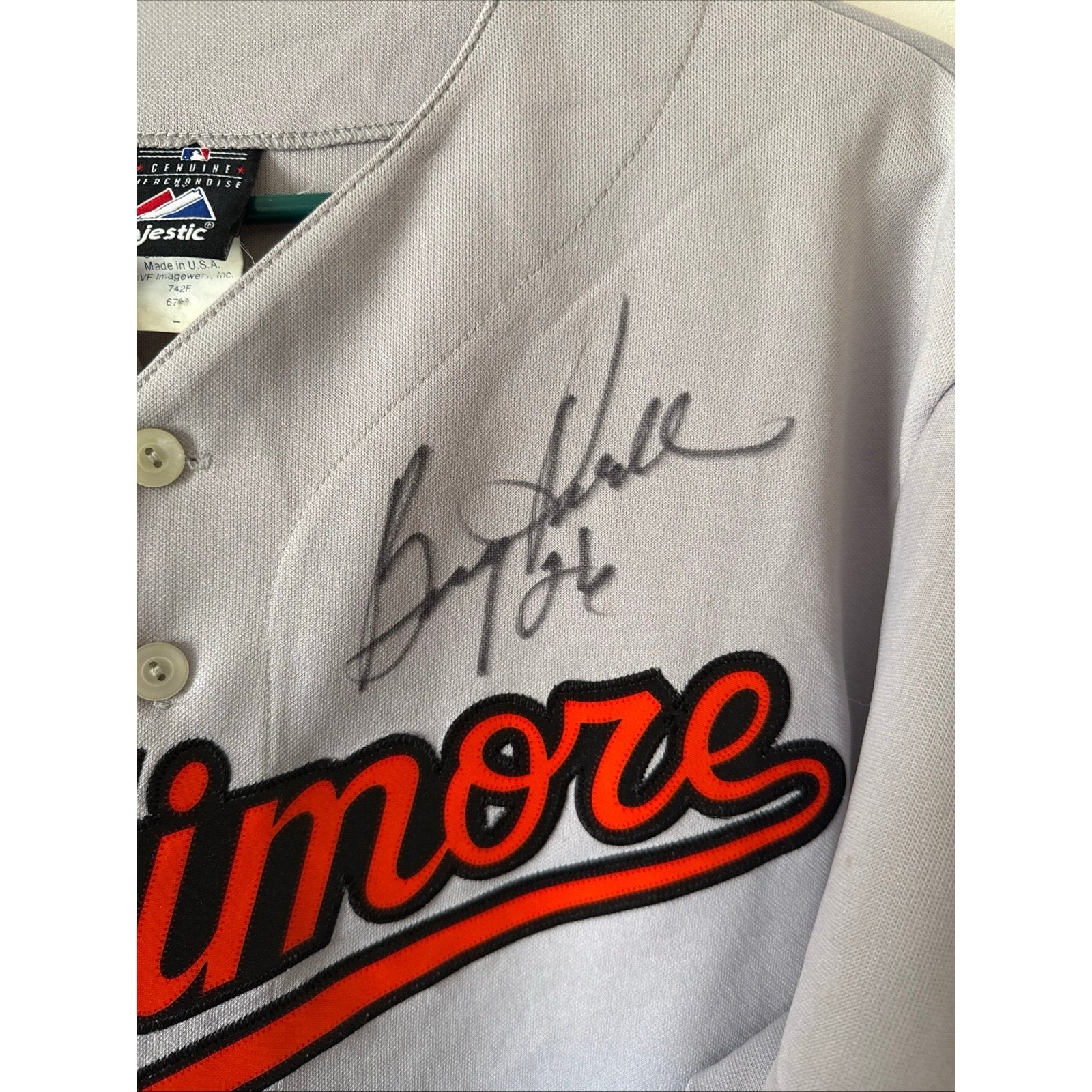 Men’s Majestic Boog Powell 26 Signed Baltimore Orioles Grey Jersey Sz L - Kyle’s Football Cards