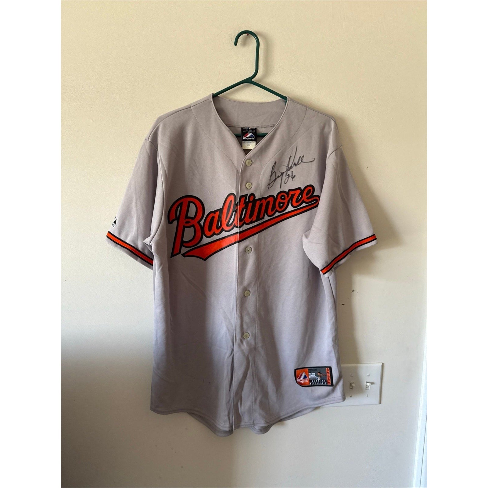 Men’s Majestic Boog Powell 26 Signed Baltimore Orioles Grey Jersey Sz L - Kyle’s Football Cards