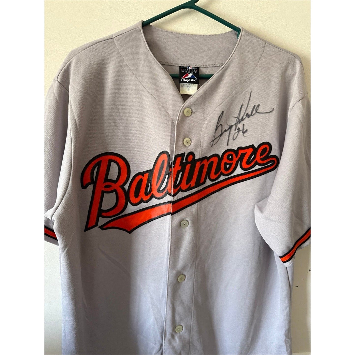 Men’s Majestic Boog Powell 26 Signed Baltimore Orioles Grey Jersey Sz L - Kyle’s Football Cards