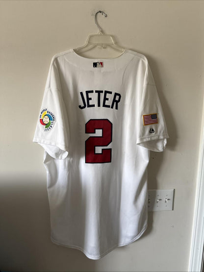 MEN’S MAJESTIC DEREK JETER #2 TEAM USA 2006 WORLD BASEBALL CLASSIC JERSEY SZ 52 - Kyle’s Football Cards