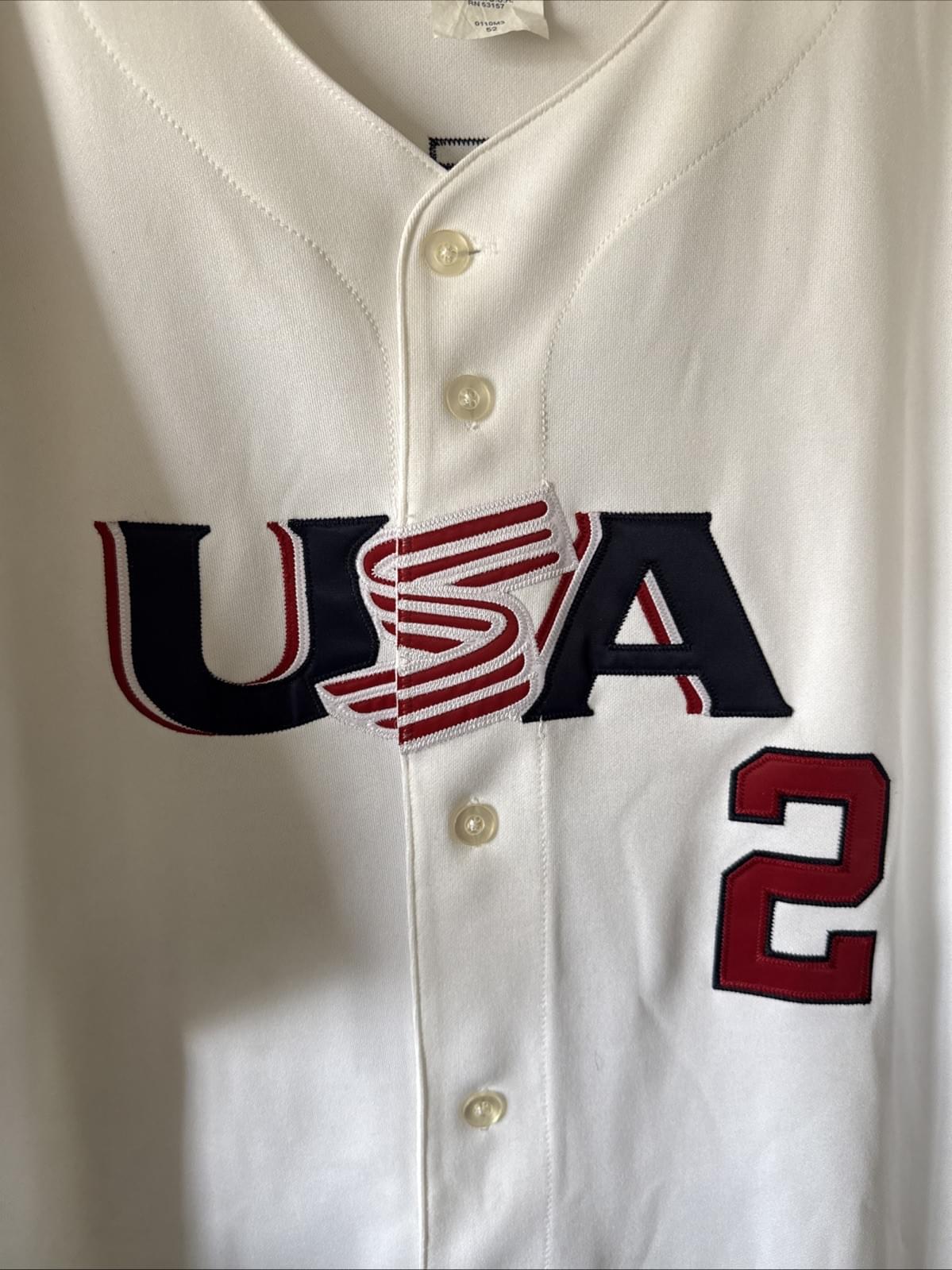 MEN’S MAJESTIC DEREK JETER #2 TEAM USA 2006 WORLD BASEBALL CLASSIC JERSEY SZ 52 - Kyle’s Football Cards