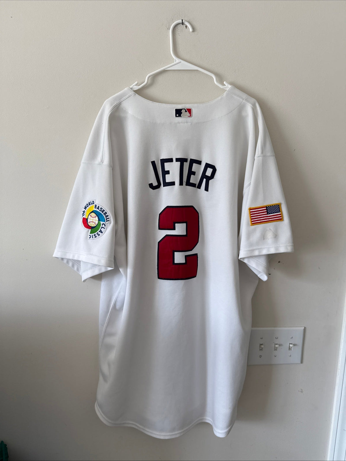 MEN’S MAJESTIC DEREK JETER 2 TEAM USA 2006 WORLD BASEBALL CLASSIC JERSEY SZ 54 - Kyle’s Football Cards