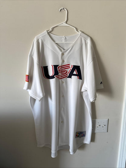 MEN’S MAJESTIC DEREK JETER #2 TEAM USA 2006 WORLD BASEBALL CLASSIC JERSEY SZ 56 - Kyle’s Football Cards