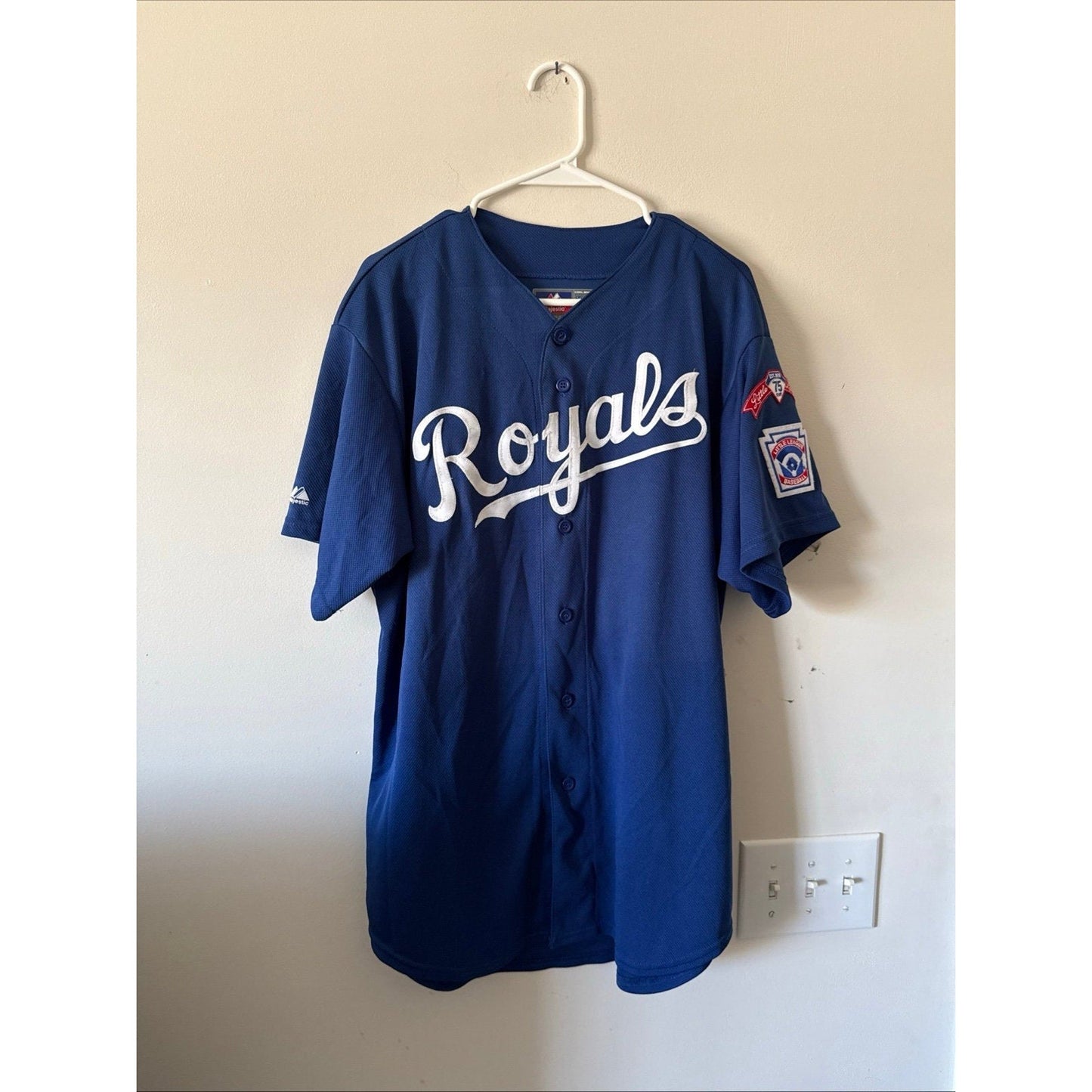 Men’s Majestic Tim Collins 55 Kansas City Royals Little League Jersey Sz L - Kyle’s Football Cards